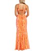Color:Orangina - Image 2 - Spaghetti Straps Sweetheart Neck Swirl And Scroll Pattern Long Dress