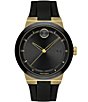 Color:Black - Image 1 - Bold Men's Black Gold Swiss Quartz Fusion Watch