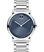Color:Silver - Image 1 - Bold Men's Evolution 2.0 Quartz Analog Blue Dial Stainless Steel Bracelet Watch
