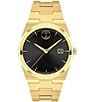 Color:Gold - Image 1 - Bold Men's Quest Quartz Analog Gold Tone Stainless Steel Bracelet Watch