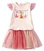 Color:Pink - Image 1 - Baby Girls 12-18 Months Flutter-Sleeve One Birthday Tunic & Glitter Mesh Tutu Set