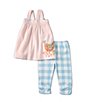 Color:Pink - Image 1 - Baby Girls 12-18 Months Sleeveless Chicken-Appliqued Tunic & Checked Capri Leggings Set
