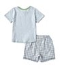 Color:Blue - Image 2 - Baby/Little Boys 12 Months-5T Short Sleeve Easter Bunny T-Shirt & Gingham Shorts Set