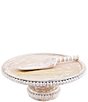 Color:White - Image 1 - Classic Beaded Wood Cake Stand with Server