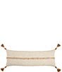 Color:Dark Beige - Image 1 - Farmhouse Collection Textured Jute Striped Tasseled Long Pillow