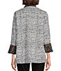 Color:Multi - Image 2 - Abstract Dot Print Bark Cloth Wire Collar 3/4 Flounce Sleeve Button-Front Jacket