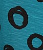Color:Soft Turquoise/Black - Image 6 - Petite Size Circle Stripe Color Block Print Scoop Neck 3/4 Sleeve Top
