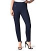 Color:Midnight - Image 1 - Slimsation® by Multiples Petite Size Solid Pull-On Easy Fit Knit Straight Leg Ankle Pants