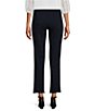 Color:Midnight - Image 2 - Petite Size Solid Twill Straight Leg Pom Pom Hem Pull-On Demin Cropped Pants