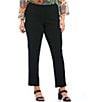 Color:Black - Image 1 - Slimsation® by Multiples Plus Size Flat Front Straight Leg Pull-On Ankle Pants