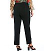 Color:Black - Image 2 - Slimsation® by Multiples Plus Size Flat Front Straight Leg Pull-On Ankle Pants
