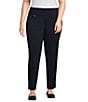 Color:Midnight - Image 1 - Slimsation® by Multiples Plus Size Solid Ease-Y-Fit Knit Pull-On Ankle Pants
