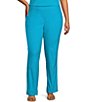 Color:Ocean - Image 1 - Slimsation® by Multiples Plus Size Wide Waistband Pull-On Plain Weave Ankle Pants