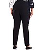 Color:Black - Image 2 - Slimsation® by Multiples Plus Size Wide Waistband Pull-On Plain Weave Ankle Pants