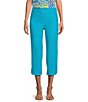 Color:Ocean - Image 1 - Stretch Twill Wide Waistband Straight-Leg Pull-On Capri Pants