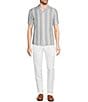 Color:Light Blue - Image 3 - Baird McNutt Linen Slim-Fit Small Stripe Short-Sleeve Woven Camp Shirt