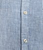 Color:Blue - Image 4 - Baird McNutt Linen Slim Fit Two Pocket Solid Long Sleeve Shirt