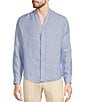 Color:Light Blue - Image 1 - Big & Tall Baird McNutt Classic Fit Mandarin Collar Roll-Tab Long Sleeve Linen Woven Shirt