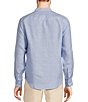 Color:Light Blue - Image 2 - Big & Tall Baird McNutt Classic Fit Mandarin Collar Roll-Tab Long Sleeve Linen Woven Shirt