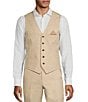 Color:Khaki - Image 1 - Classic Fit Linen Suit Separates Solid Vest