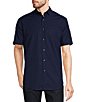 Color:Midnight Blue - Image 1 - Classic-Fit Solid Short-Sleeve Woven Shirt