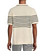 Color:Ecru - Image 2 - Modern Maritime Collection Stripe Textured Short-Sleeve Johnny Sweater Polo Shirt