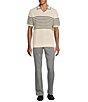 Color:Ecru - Image 3 - Modern Maritime Collection Stripe Textured Short-Sleeve Johnny Sweater Polo Shirt