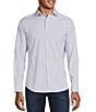 Color:White - Image 1 - Performance Stretch Slim Fit Medium Diamond Print Long Sleeve Woven Shirt