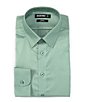 Color:Fern - Image 1 - Slim Fit Non Iron Point Collar Solid Sateen Dress Shirt
