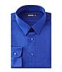 Color:Sapphire - Image 1 - Slim-Fit Point Collar Solid Sateen Dress Shirt