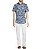 Color:Light Navy - Image 3 - Taser Floral Print Short Sleeve Woven Shirt