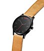 Color:Tan/Black - Image 3 - Men's Classic Tan Leather Quartz Analog Watch