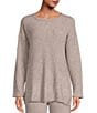 Color:Truffle - Image 1 - N by Natori Aura Heather Long Sleeve Scoop Neck Coordinating Sweater
