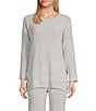 Color:Dove Grey - Image 1 - N by Natori Aura Heather Long Sleeve Scoop Neck Coordinating Sweater
