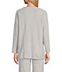 Color:Dove Grey - Image 2 - N by Natori Aura Heather Long Sleeve Scoop Neck Coordinating Sweater