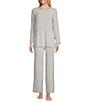 Color:Dove Grey - Image 3 - N by Natori Aura Heather Long Sleeve Scoop Neck Coordinating Sweater