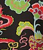 Color:Black Multi - Image 3 - N by Natori Dragon Floral Satin 3/4 Sleeve Split V-Neck Coordinating Pajama Set
