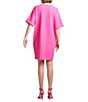 Color:Magenta - Image 2 - N by Natori Knit Crepe Cuffed Elbow Sleeve Round Neck Side Pocket Shift Dress