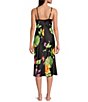 Color:Black Multi - Image 2 - N by Natori Satin Floral Print Sleeveless V-Neck Coordinating Nightgown