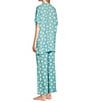 Color:Turquoise - Image 4 - N by Natori Woven Short Sleeve Mandarin Collar Coordinating Geometric Pajama Set
