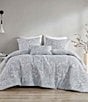 Color:Grey - Image 1 - N Natori Springtime Garden Floral Print Oversized Comforter Set