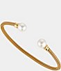 Color:Gold - Image 1 - Freshwater Pearl Chain Flexi Gold Cuff Bracelet