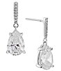 Color:Rhodium - Image 1 - Colette Oval Crystal Drop Earrings