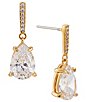 Color:Gold - Image 1 - Colette Oval Crystal Drop Earrings