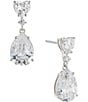 Color:Silver - Image 1 - Cora Crystal Heart Double Drop Earrings