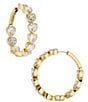 Color:Gold - Image 1 - Medium Heart Crystal Hoop Earrings