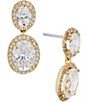 Color:Gold - Image 1 - Round Halo Crystal Drop Earrings