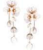 Color:Gold - Image 1 - Crystal Flower Filigree Drop Statement Earrings