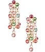 Color:Gold/Multi - Image 1 - Crystal Waterfall Stone Chandelier Statement Earrings