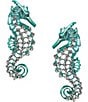 Color:Green/Crystal - Image 1 - Green Seahorse Crystal Drop Staement Earrings